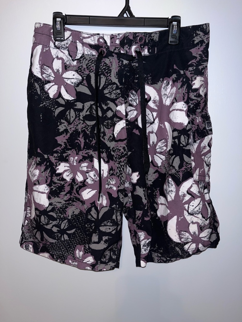Oakly Black and Purple Floral Board Shorts